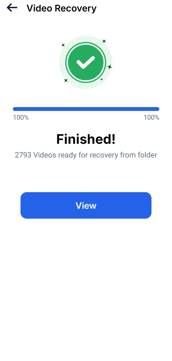 Video recovery scan finished with videos ready to restore